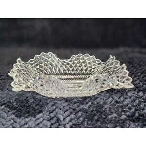 Mid-Century Indiana Glass Diamond Cut Ruffled Bowl – Clear Glass Serving Dish